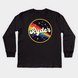 Ryder // Rainbow In Space Vintage Style Kids Long Sleeve T-Shirt